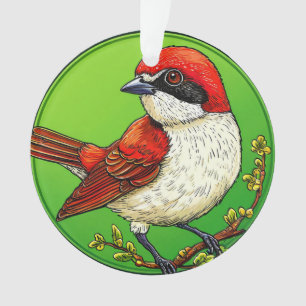 Adorno Pájaro Alcaudón dorsirrojo Colorido