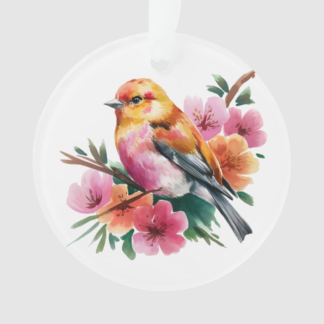 Adorno Pájaro de Flor Rosa (Anverso)