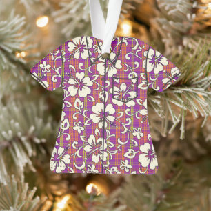 Adorno Palaka Pareau Hawaiian Check Hibiscus Aloha Shirt