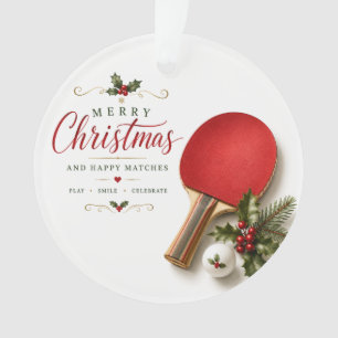 Adorno Paleta de Ping Pong y pelota con tema navideño