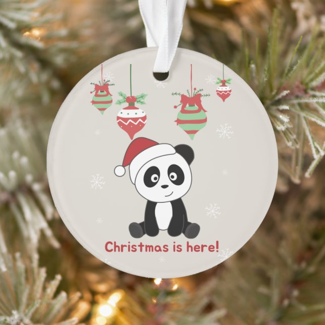 Adorno Panda Christmas Snow Winter Animals Pandas Ornamen (Árbol)