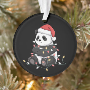 Adorno Panda Divertido Amante de Luces de Navidad Animale