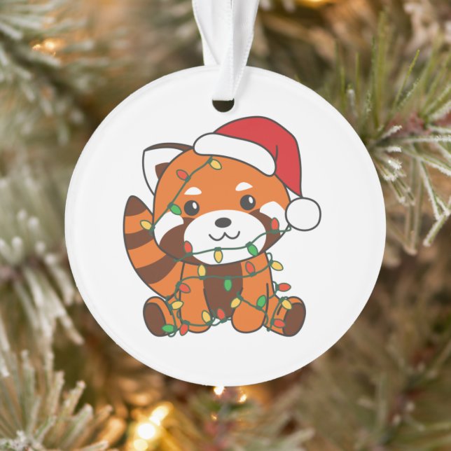 Adorno Panda Rojo Navidades Animales De Invierno Pandas R (Árbol)