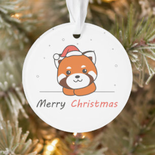 Adorno Panda Rojo Navidades Nieve Animales De Invierno Pa