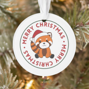 Adorno Panda Rojo Navidades Nieve Animales De Invierno Pa