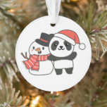 Adorno Panda With Snowman In Winter For Christmas Ornamen<br><div class="desc">Panda with snowman in winter for Christmas - a snowman for winter and Christmas. A winter greeting in the cold season for the holidays. Christmas panda with snowman.</div>