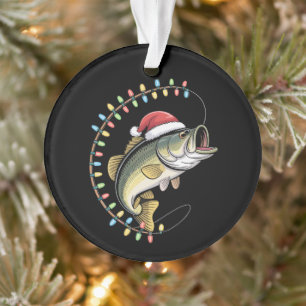 Adorno Papá de Navidad Bajo Pez Divertido Pescar Pescador