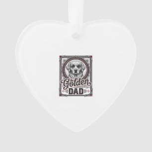 Adorno Papá Golden Retriever Diseño de Grabado Vintage_1