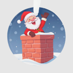 Adorno Papá Noel agitando con alegría en la chimenea