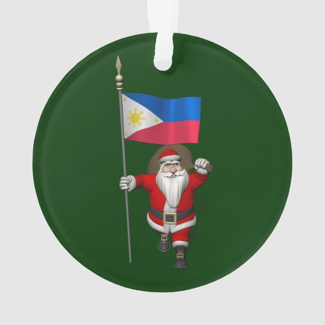 Adorno Papá Noel con la bandera de las Filipinas (Reverso)