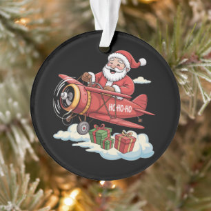 Adorno Papá Noel de Navidad Piloto Volando Avión Regalo