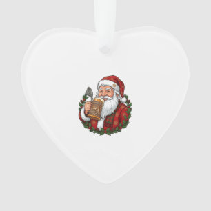 Adorno Papá Noel de Navidad sosteniendo un vaso de cervez