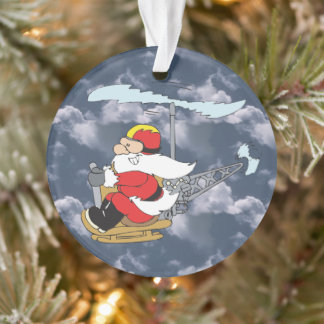 Adorno Papá Noel en un helicóptero