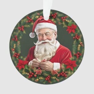 Adorno Papá Noel en una corona festiva