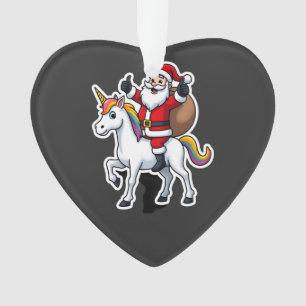 Adorno Papá Noel montando un unicornio de Navidad - Camis