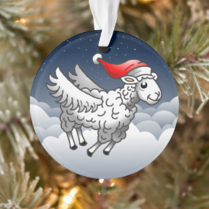 Adorno Papá Noel oveja de Navidad voladora