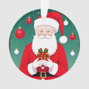 Adorno Papá Noel sosteniendo un regalo