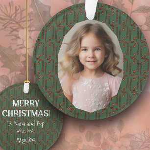 Adorno Para abuelos una foto de Navidad con bastón de car