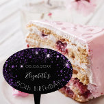 Adorno Para Tarta Birthday party black purple glitter dust name<br><div class="desc">A girly and trendy cake topper for a 50th (or any age)  birthday party. A classic black background decorated with purple faux glitter dust. Personalize and add a date and name/age 50.</div>