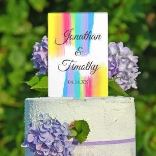 Adorno Para Tarta Boda personalizado de color arcoiris de moda