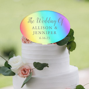 Adorno Para Tarta Bonito Boda LGBTQ personalizado arcoiris