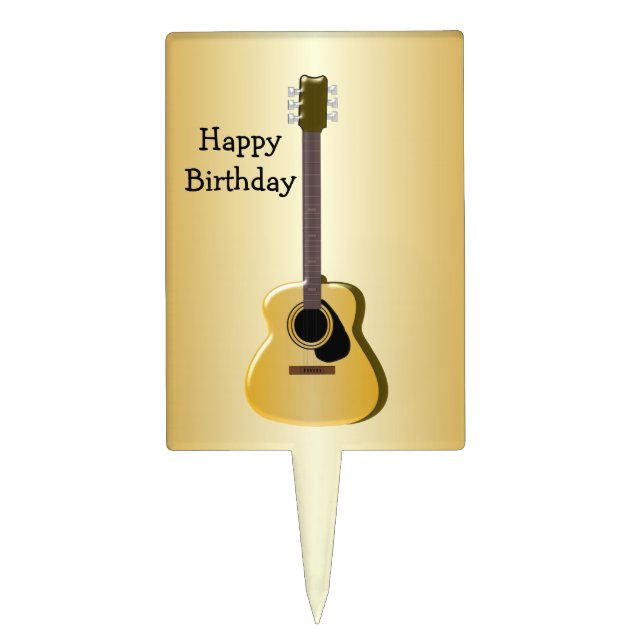 Adorno Para Tarta Cumpleaños de la guitarra acústica (Frente)