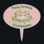 ADORNO PARA TARTA GRANDDAUGHTER ~ VINTAGE BIRTHDAY CAKE ~<br><div class="desc">El dibujo de esta deliciosa tarta es de época y es de dominio público. Se vería tan bonito en la parte superior de cualquier pastel. ¿No sería delicioso en un pastel decorado con flores frescas?</div>