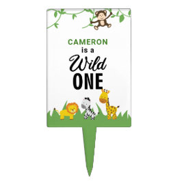Adorno Para Tarta Kawaii Wild One Birthday Safari Jungle Animales
