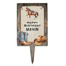 Rústico Cowboy Horseback en bici Cumpleaños