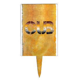 Adorno Para Tarta SlipperyJoe's cub bear words gold brown tan white
