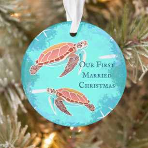 Adorno Pareja de Tortugas Marinas Primeras Navidades Casa