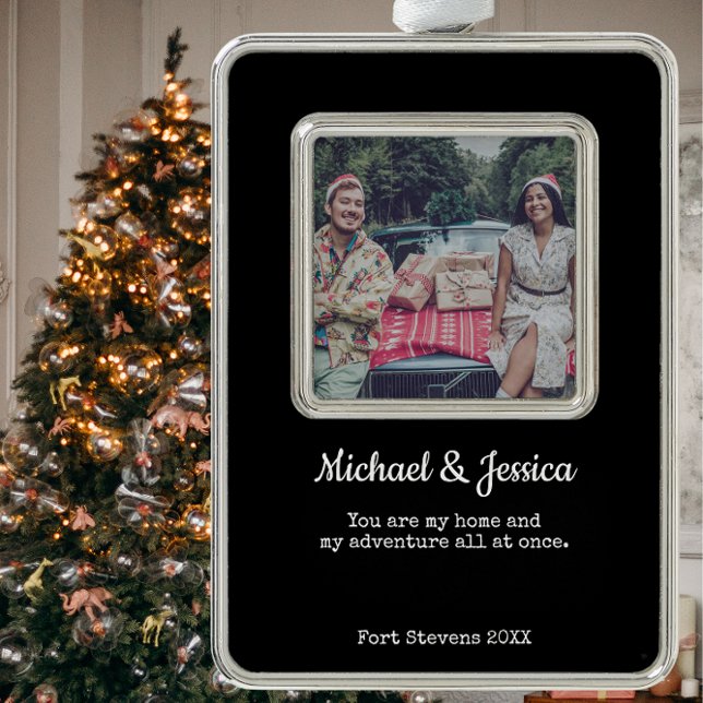 Adorno Parejas Keepsake Personalizado Foto (Couple Custom Photo Holiday Christmas Tree Ornament)