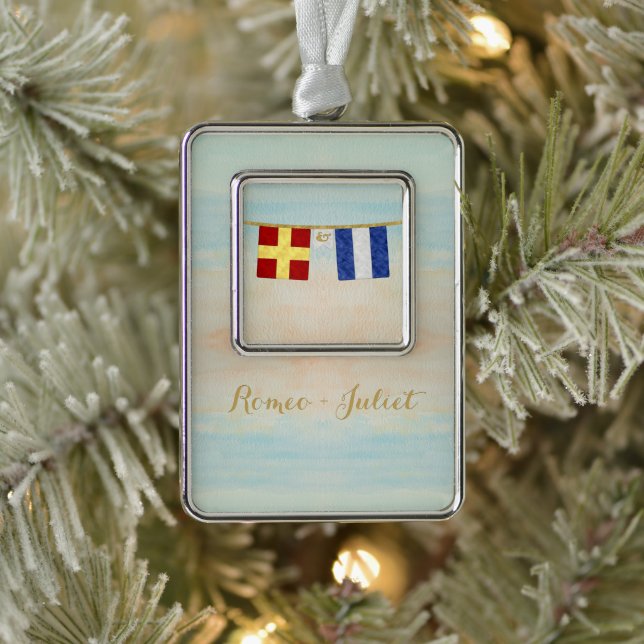 Adorno Parejas Monograma Banderas de señalización marítim (Árbol)