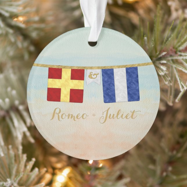 Adorno Parejas Monograma Banderas de señalización marítim (Árbol)