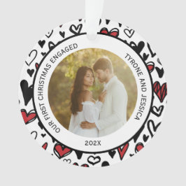 Adorno Parejas rojas y blancas en primera Navidad comprom