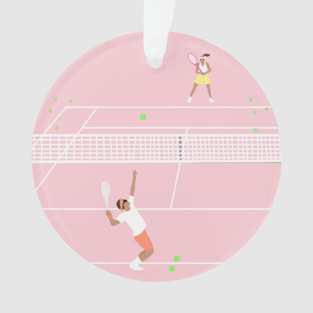 Adorno Partido de tenis rosado del Pastel moderno (Anverso)