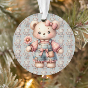 Adorno Pastel Teddy Bear portando pantalones de vestir de