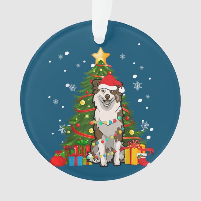 Adorno Pastor australiano Santa Christmas Tree Light (Anverso)