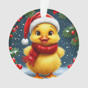 Adorno Patito Amarillo Festivo con Gorro de Santa