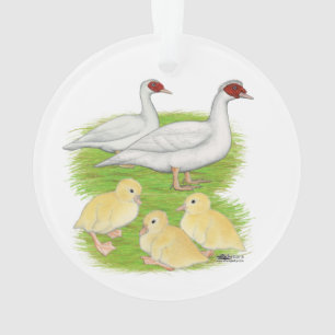 Adorno Patos Familia de Almizclera Blanca
