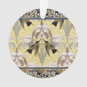 Adorno Patrón Art Nouveau de Orquídea Colibrí Vintage
