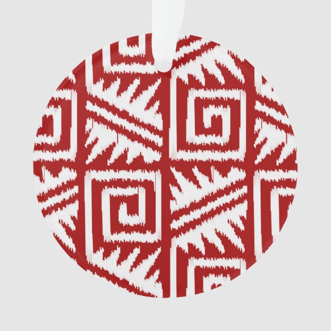 Adorno Patrón Aztec Ikat - rojo oscuro y blanco (Anverso)