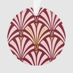 Adorno patrón de abanico Art Deco - rosa y burdeos