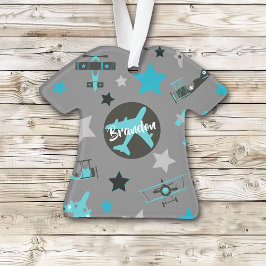 Adorno Patrón de aviones gris azules personalizado