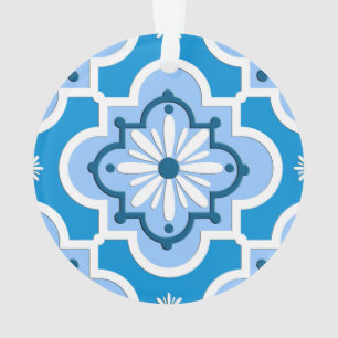 Adorno Patrón de baldosas marroquí - Azul y blanco