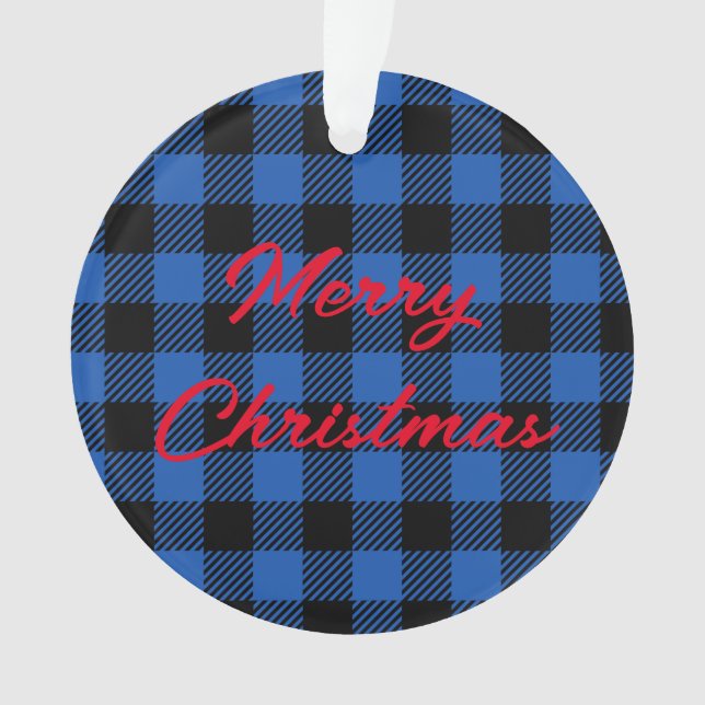 Adorno Patrón de búfalo de verificación azul y negro (Anverso)