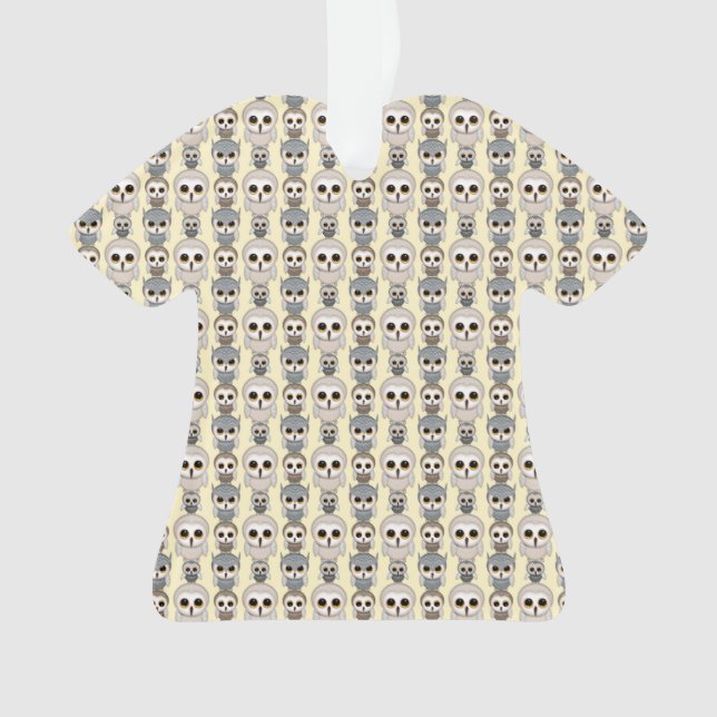 Adorno Patrón de búhos adorables en fondo amarillo claro (Anverso)