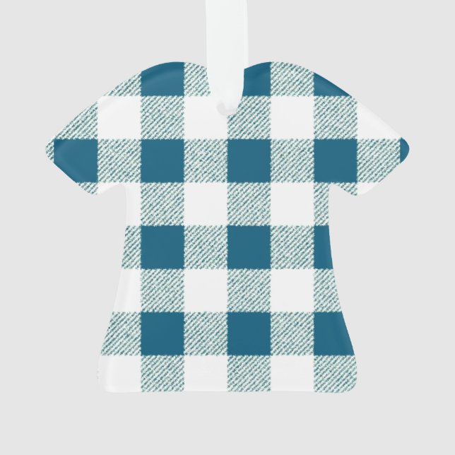 Adorno Patrón de comprobación de Gingham verde azul (Reverso)