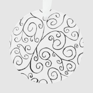 Adorno Patrón de curvado negro pintado a mano sobre blanc