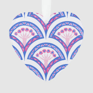 Adorno patrón de damasco floral azul